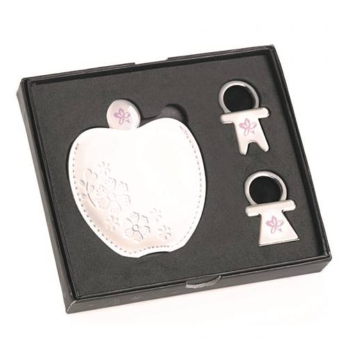 Coffret Miroir de Sac + Porte-Clés Adam et Eve