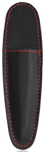 Pince à épiler en biais rouge avec étui en cuir noir - Rubis