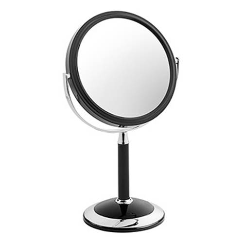 Miroir Double Fonction Pied et Face à Main Noir - X7