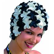 Bonnet de Bain à Pétales Noir & Blanc