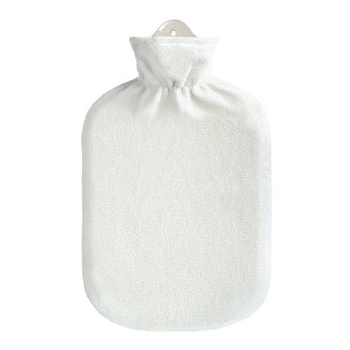 Bouillotte à eau avec housse en polaire - Blanche