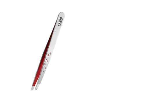 Pince à épiler Mors Biais Etoile argent et rouge à l'intérieur - Rubis
