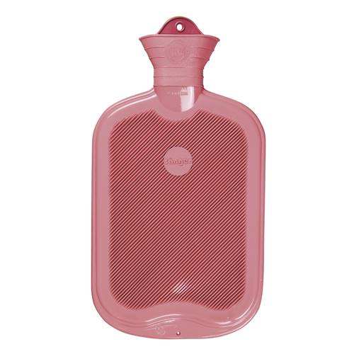Bouillotte Classique En Caoutchouc - 1 Litre - Avec Housse Rouge - Marque Pearl - Pour Douleurs Et Froid