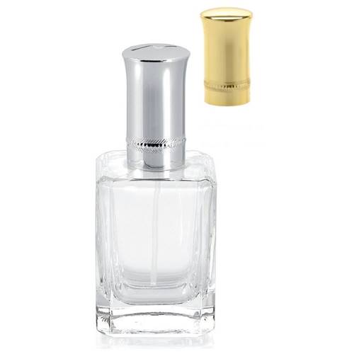 Vaporisateur en Verre Lourd Carré avec Capuchon Doré - 50 ML