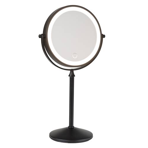 Miroir sur Pied Lumineux LED en Noir Mat - x10