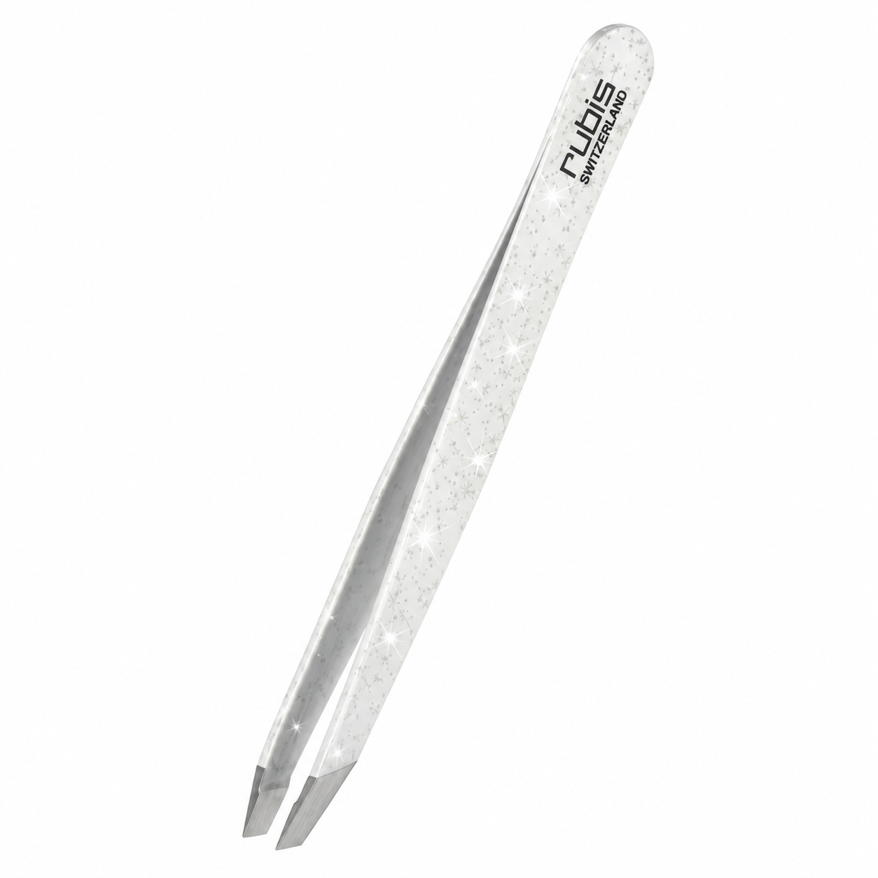 Pince à épiler en biais pailletée blanche - Rubis