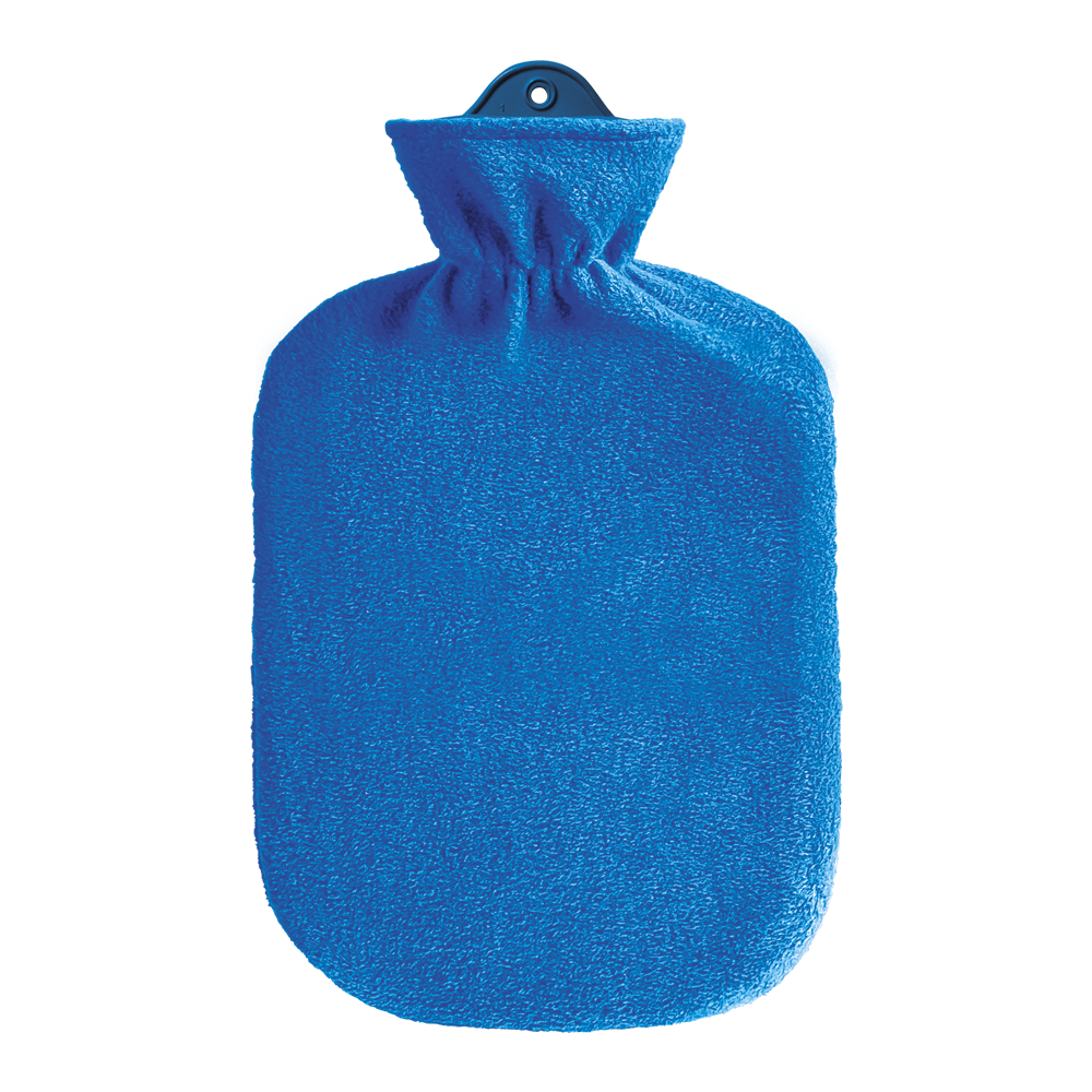 Bouillotte à eau avec housse en velours - Bleue