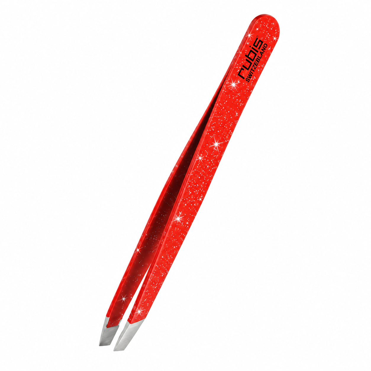 Pince à épiler en biais pailletée rouge - Rubis