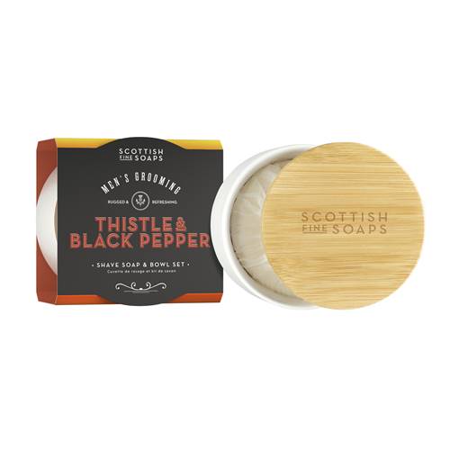 Bol Et Savon A Raser Chardon Poivre Noir 100g - Scottish Fine Soaps